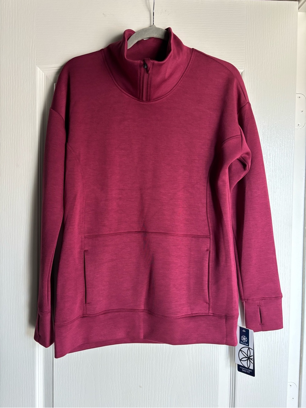 Gaiam NWT Hudson Mock Neck Tunic Sweater women’s XS Rhododendron Red pink